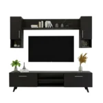 Unité TV « VANTA » en couleur noir bois, dimensions : 180 x 45 x 35 – Image 2