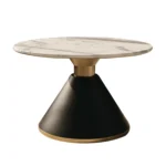 Table basse ronde - métal et marbre - 1 pièces - Noire – Image 2