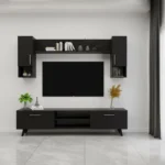 Unité TV « VANTA » en couleur noir bois, dimensions : 180 x 45 x 35