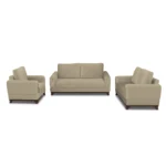 Ensemble canapé 3 pièces « VENISE » en bois et velours - Beige – Image 2