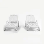 Ensemble de chaises longues d'extérieur pour piscine - 2 pièces - Blanc – Image 2