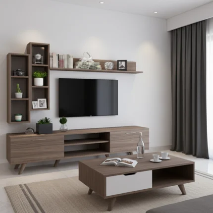 Unité TV « AURA » en couleur Noyer bois, dimensions : 170 x 45 x 30