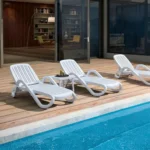 Ensemble de chaises longues d'extérieur pour piscine - 2 pièces - Blanc