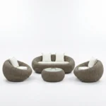 Ensemble de canapés d'extérieur en rotin et jacquard - 4 pièces - Beige – Image 2