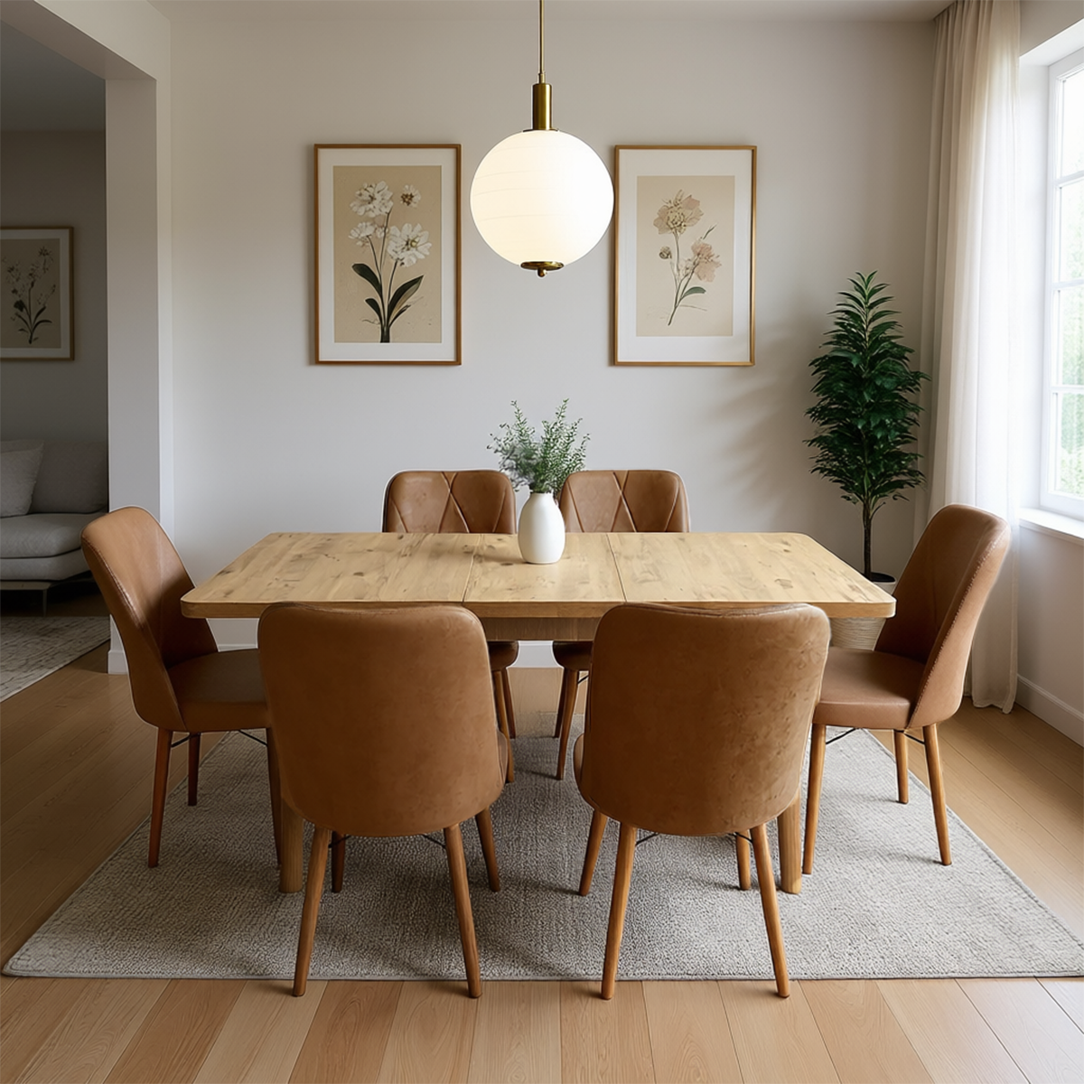 06 Ensemble de Table à manger « TERRA » 7 pièces avec mécanisme extensible – Marron – Image 1