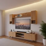 Unité TV « VANTA » en couleur Beige bois, dimensions : 170 x 45 x 30