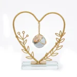 Décoration boule de cristal en métal doré forme cœur feuille, boule de cristal suspendue en art du fer pour salon, salle à manger, bureau à domicile, maison – Image 2