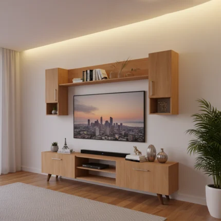 Unité TV « VANTA » en couleur Beige bois, dimensions : 170 x 45 x 30