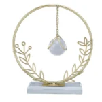 Décoration boule de cristal en métal doré forme ronde feuille, boule de cristal suspendue en art du fer pour salon, salle à manger, bureau à domicile, maison – Image 2