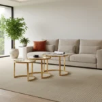 Round nesting tables 3-pieces curved legs - white and gold