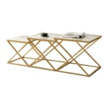Square nesting tables 3-pieces – white and gold - Image 2