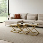 Square nesting tables 3-pieces – white and gold