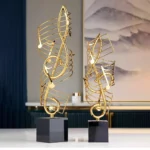 Sculpture décorative en alliage sur le thème des notes de musique pour bureau, décoration artistique pour la maison, cadeaux pour pianistes, souvenirs, statuette pour votre bureau