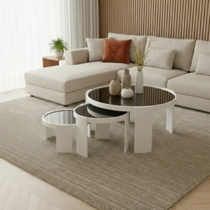 Tables gigognes rondes 3 pièces – Blanc