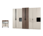Chambre à coucher moderne NOVA, 10 pièces – Crème et marron – Image 7