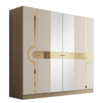 Chambre à coucher Moderne AURELIA 6 Pièces – Crème et or – Image 3