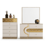 Chambre à coucher Moderne AURELIA 6 Pièces – Crème et or – Image 4
