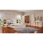 Chambre à coucher Moderne REGALIS 6 Pièces – Crème et or