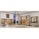 Chambre à coucher Moderne OPALIA 6 Pièces – Crème et or