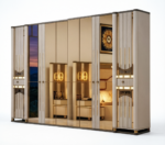 Chambre à coucher Moderne OPALIA 6 Pièces – Crème et or – Image 3