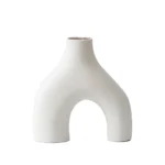 Ceramic Vase (Creamy White) Modern Half Donut Style Vases for Flowers Minimalist Decor – Hollow Ceramic Waterproof Home Decor Vases for Living Room, Bed Room, Book Shelf, Entryway, Table. - Image 3