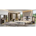Chambre à coucher Moderne NOVARA 8 Pièces – Crème et noir