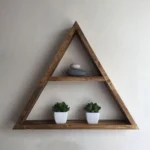 Étagère murale triangulaire en bois naturel, noyer