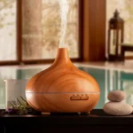 Diffuseur d’arômes élégant aspect bois pour huiles essentielles, éclairage LED de 7 couleurs et minuterie, 300 ml, humidification stylée de la pièce pour votre maison