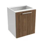 Meuble de cuisine basse, largeur 60 cm, équipée d'une étagère en deux couleurs : blanc ou bois de noyer. – Image 2