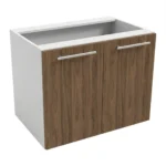 Meuble de cuisine basse, largeur 90 cm, équipée d'une étagère en deux couleurs : blanc ou bois de noyer. – Image 2