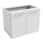 Meuble de cuisine basse, largeur 90 cm, équipée d'une étagère en deux couleurs : blanc ou bois de noyer.
