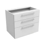 Meuble de cuisine basse, largeur 90 cm, avec trois tiroirs en deux couleurs : blanc ou bois de noyer. – Image 2