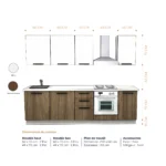 Cuisine moderne complète, en blanc et noyer - Modèle "ROVERA" – Image 2