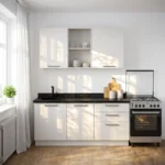 Cuisine moderne complète, en blanc – Modèle « FAGUS »