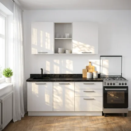Cuisine moderne complète, en blanc – Modèle « FAGUS »