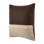 Brown and Beige Color Block Throw Pillow Cover with Cream Fringe Tassel Detail - Boho Woven Decorative Cushion Case. - Image 2