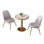 Ensemble de Table tête-à-tête « MARBRA » 3 pièces – Gris et Or – Image 2