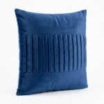 Navy Blue Velvet Throw Pillow Cover - Square Decorative Cushion Case with Vertical Pleated Detail for Sofa and Bedroom. - Image 2