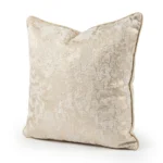 Housse de Coussin en Velours Froissé Champagne - Coussin Décoratif Carré Luxueux Beige et Or avec Passepoil. – Image 2