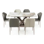 Ensemble de Table à Manger « NOCER » 7 Pièces – Gris et Beige – Image 2