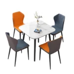 Ensemble de Table à Manger « NOCER » 5 Pièces – Noir et Orange – Image 2
