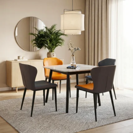 Ensemble de Table à Manger « NOCER » 5 Pièces – Noir et Orange