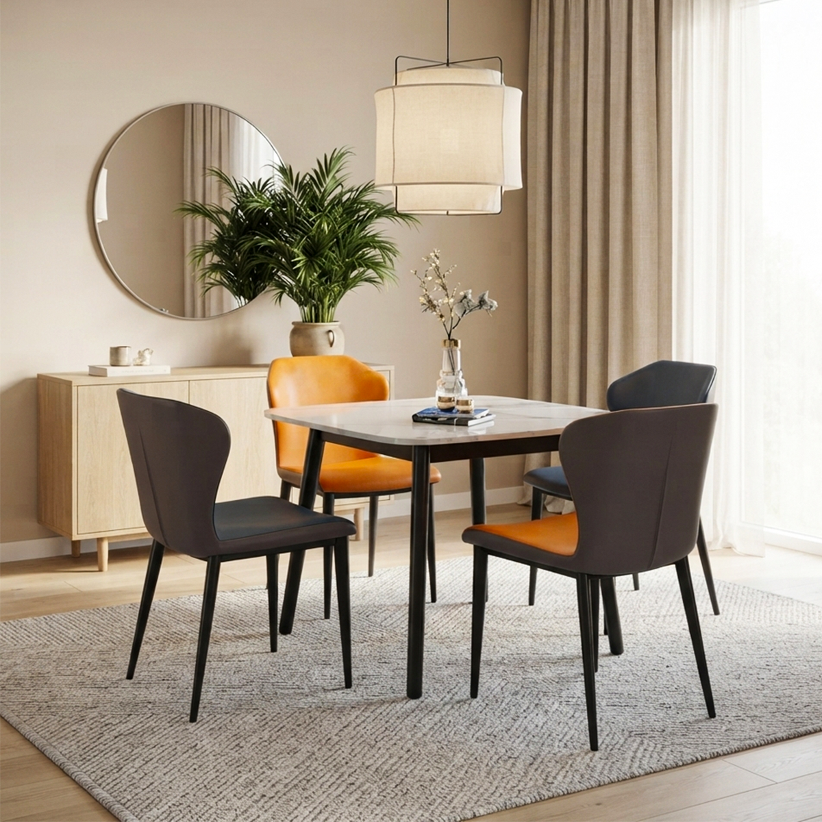 10 Ensemble de Table à Manger « NOCER » 5 Pièces – Noir et Orange – Image 1