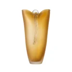 Vase Élégant en Verre Ambre Givré avec Accent Sculptural de Goutte - Décoration Moderne de Grande Taille pour la Maison. – Image 2