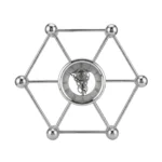 Horloge Squelette Hexagonale Moderne en Argent avec Chiffres Romains - Horloge de Table Géométrique en Métal pour Bureau ou Table de Nuit – Image 2