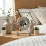 Horloge Squelette Hexagonale Moderne en Argent avec Chiffres Romains - Horloge de Table Géométrique en Métal pour Bureau ou Table de Nuit