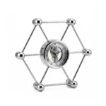 Horloge Squelette Hexagonale Moderne en Argent avec Chiffres Romains - Horloge de Table Géométrique en Métal pour Bureau ou Table de Nuit – Image 3