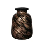 Vase en Verre Moderne Noir et Bronze à Motifs Tourbillonnants - Pièce Centrale Marbrée Décorative pour Hortensias et Décoration Intérieure. – Image 2