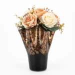Vase en Céramique Moderne Évasé avec Émail Texturé Brun et Noir - Pièce Centrale Florale Décorative pour Salon et Salle à Manger. – Image 2