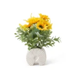 Vase en Céramique en Arche Moucheté Moderne avec Bouquet de Tournesols Artificiels - Pièce Centrale Florale Gaie pour la Décoration de la Maison. – Image 2
